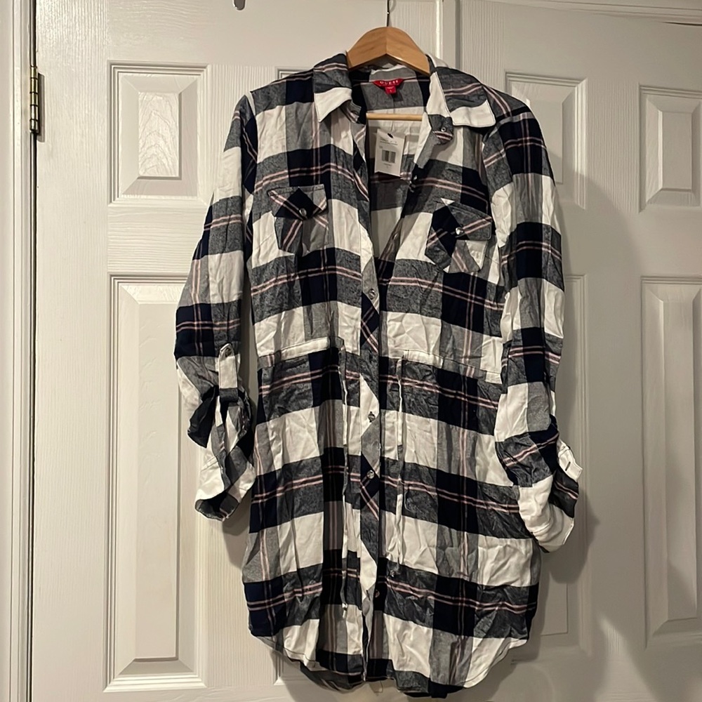 Brand new Guess plaid shirt dress.